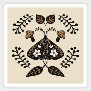 Cottagecore Moth and Mushroom Sticker